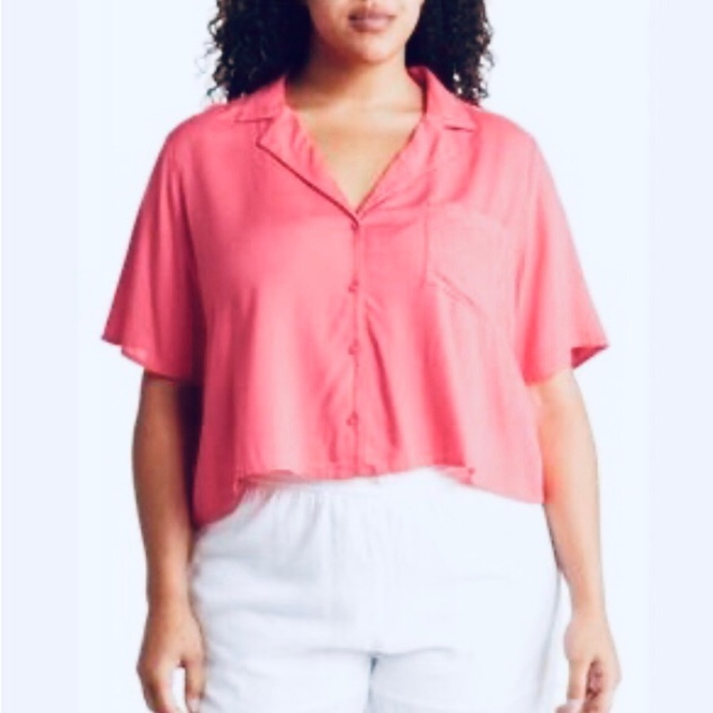 Abound camp shirt Pink Button-Down Shirt for Women